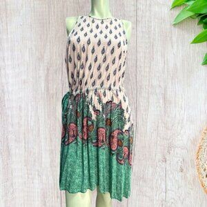 Free People Womens Rendevous Dress S Pink‎ Mini Asymmetrical Keyhole Sleeveles